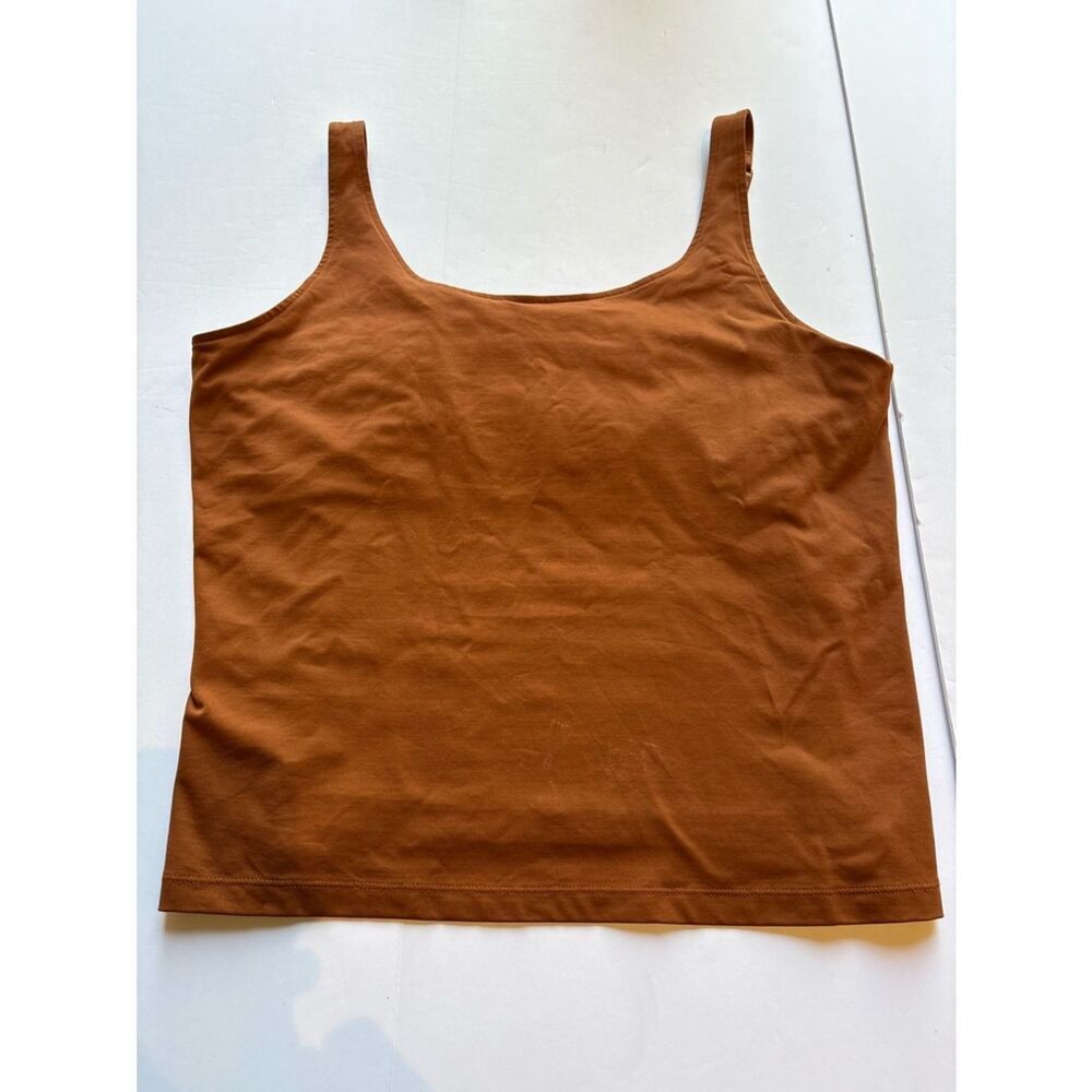 Chico's Women's Tank Top -Rich Cocoa Brown Scoop Neck Stretchy Chico's Size 2